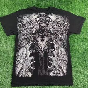 Black Graphic Eagle Crest Men's T-Shirt